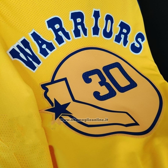 Maglia Golden State Warriors Stephen Curry #30 Hardwood Classic Autentico Giallo